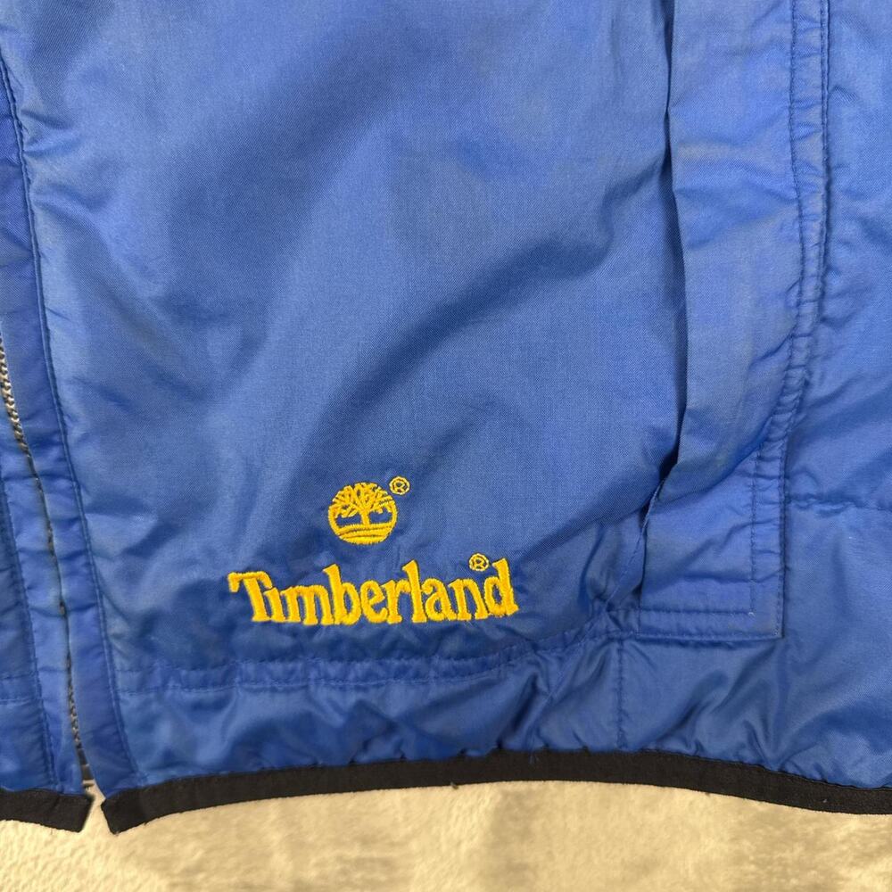 Vintage y2k timberland weather gear blue gold embroidered gilet vest - Picture 2 of 8